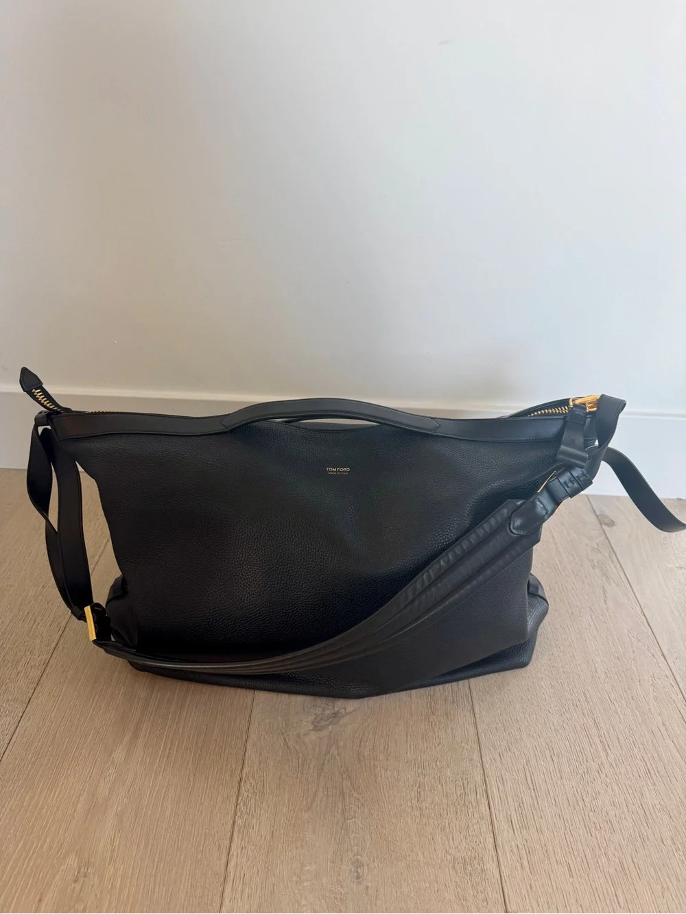 Tom Ford Black Grain Leather Oversized Hobo with Gold Hardware - Picture 1 of 6
